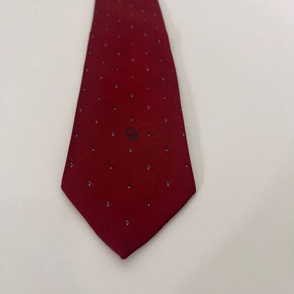 Christain Dior Dark Red with Blue Embroidered Logo Detail Tie - Picture 3 of 7